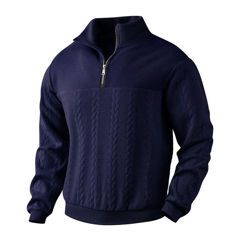 Men’s Heavyweight Knitted Jacquard Pullover Sweatshirt