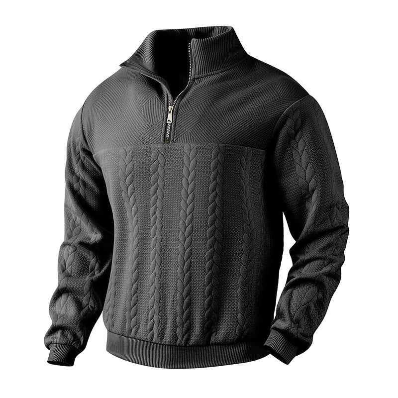 Men’s Heavyweight Knitted Jacquard Pullover Sweatshirt