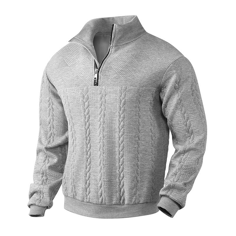 Men’s Heavyweight Knitted Jacquard Pullover Sweatshirt