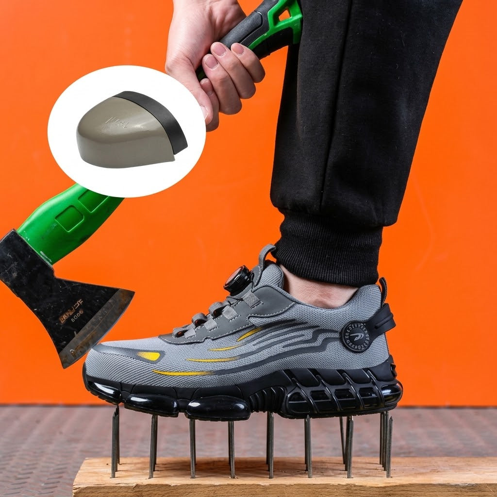 Men's Lightweight Safety Work Shoes with Impact-Resistant Toe