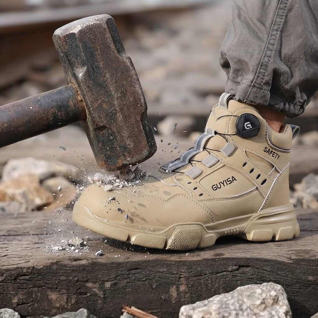 Men’s High-Top Safety Work Boots with Impact-Resistant Toe & Smart Dial