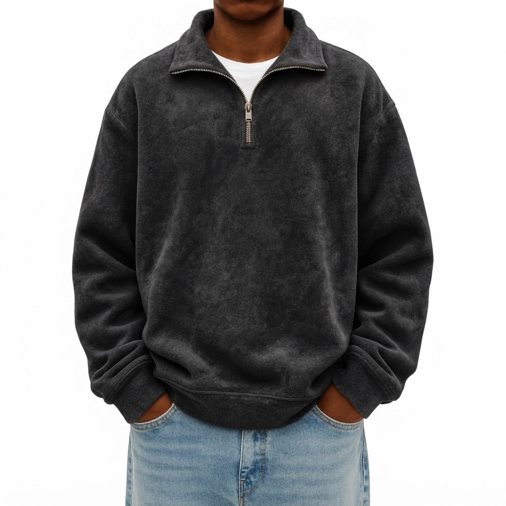 Men's Soft Fleece Quarter-Zip Pullover Sweatshirt