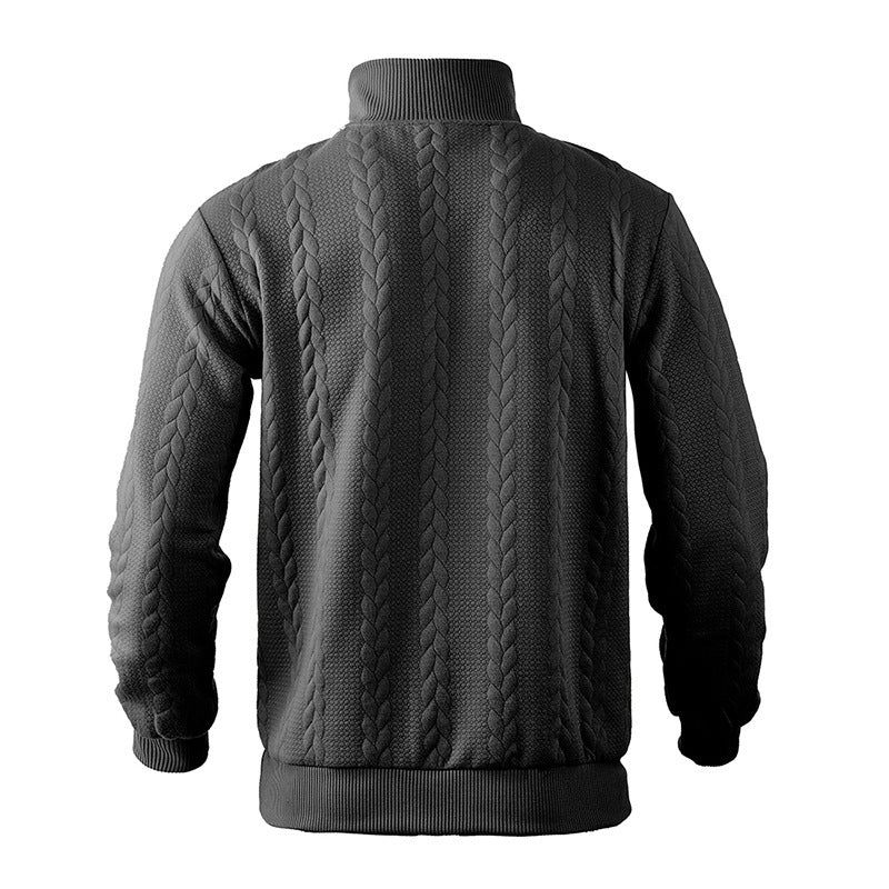 Men’s Heavyweight Knitted Jacquard Pullover Sweatshirt
