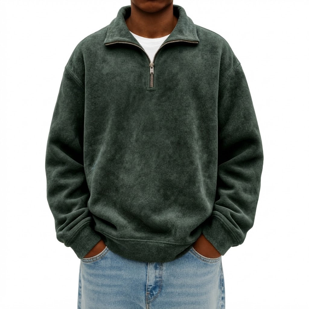 Men's Soft Fleece Quarter-Zip Pullover Sweatshirt