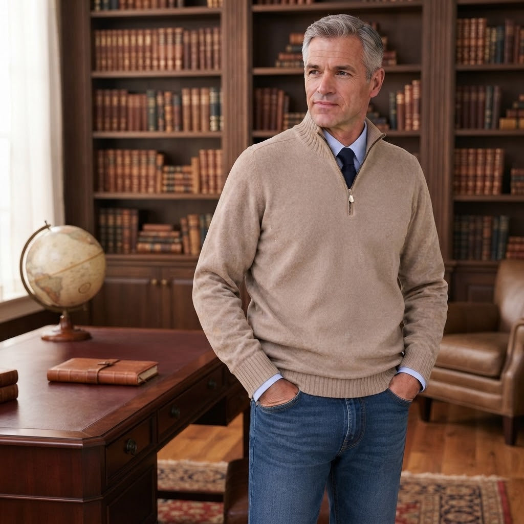 Men's Classic Quarter-Zip Knit Sweater