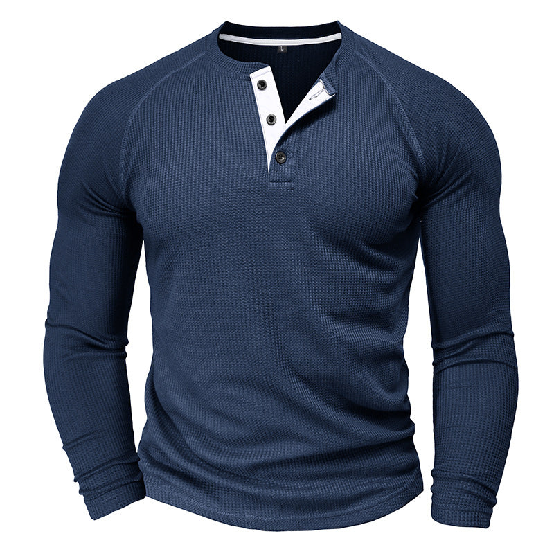Herren-Langarm-Henley-Shirt