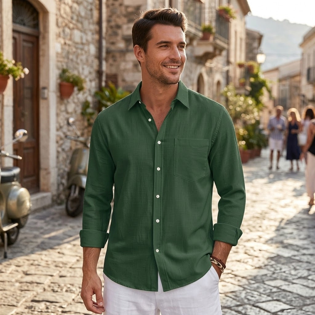 Men's Classic Cotton Linen Shirt