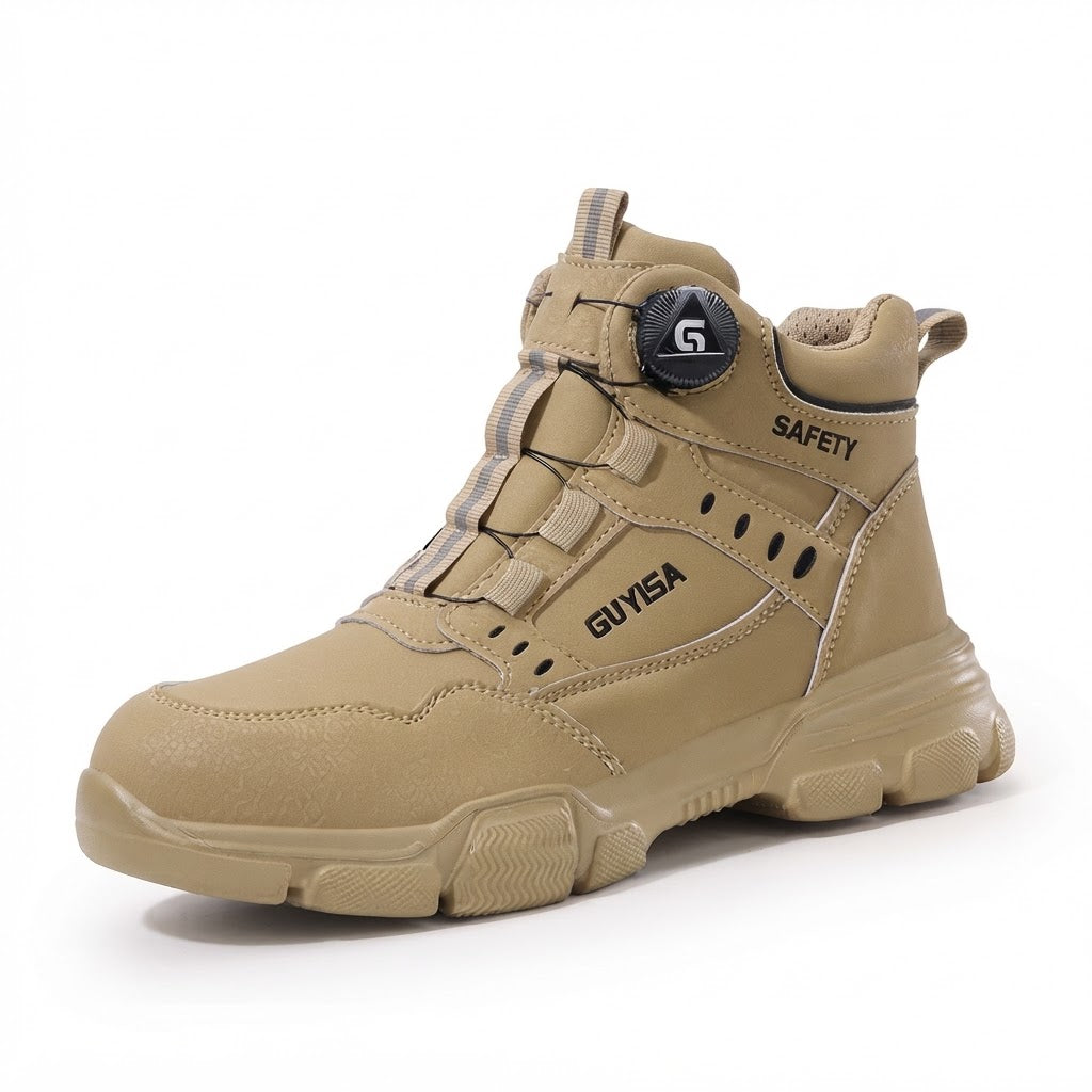 Men’s High-Top Safety Work Boots with Impact-Resistant Toe & Smart Dial