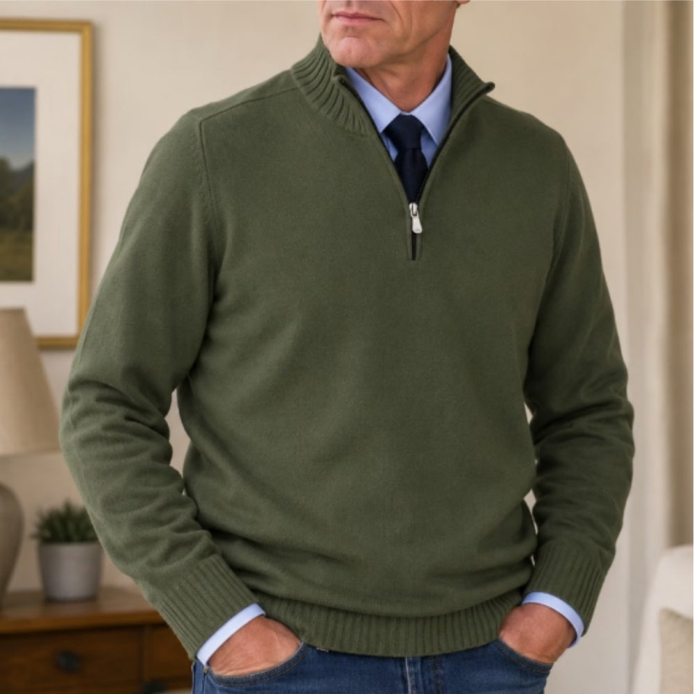 Men's Classic Quarter-Zip Knit Sweater