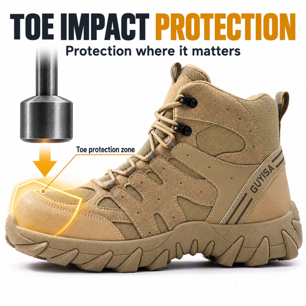 Men’s High-Top Steel Toe Work Boots – Puncture-Resistant & Slip-Resistant