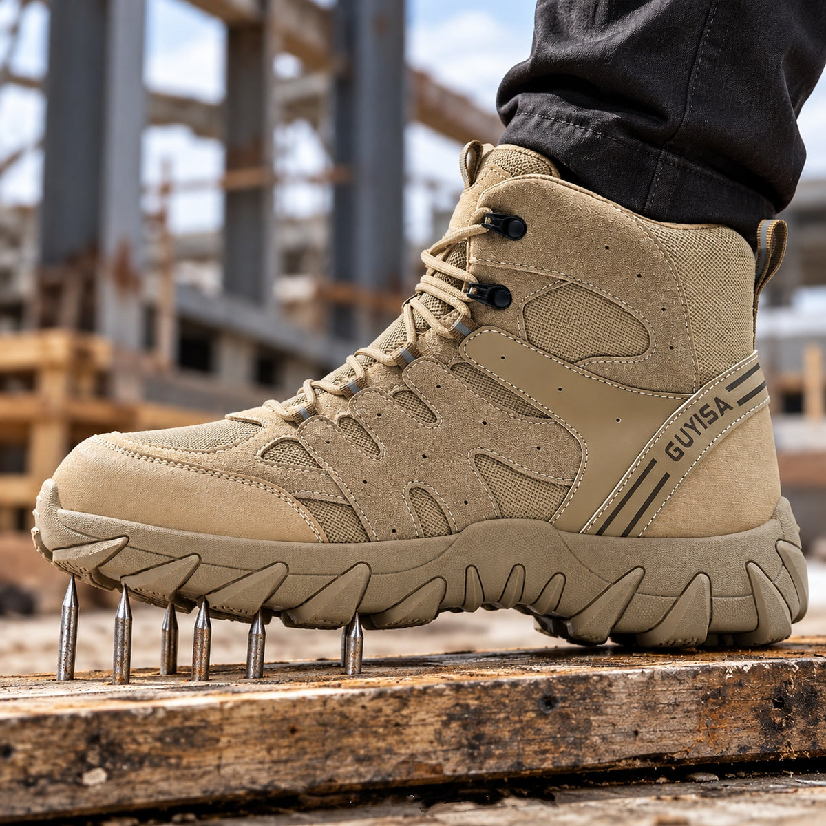 Men’s High-Top Steel Toe Work Boots – Puncture-Resistant & Slip-Resistant