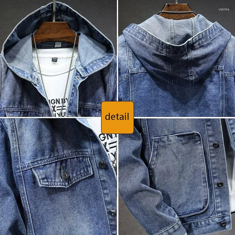 Men's Hooded Vintage Denim Jacket