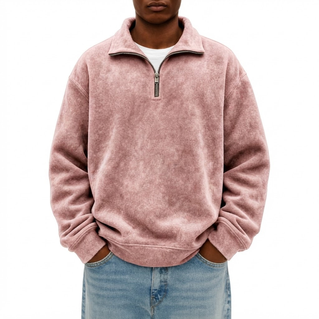 Men's Soft Fleece Quarter-Zip Pullover Sweatshirt
