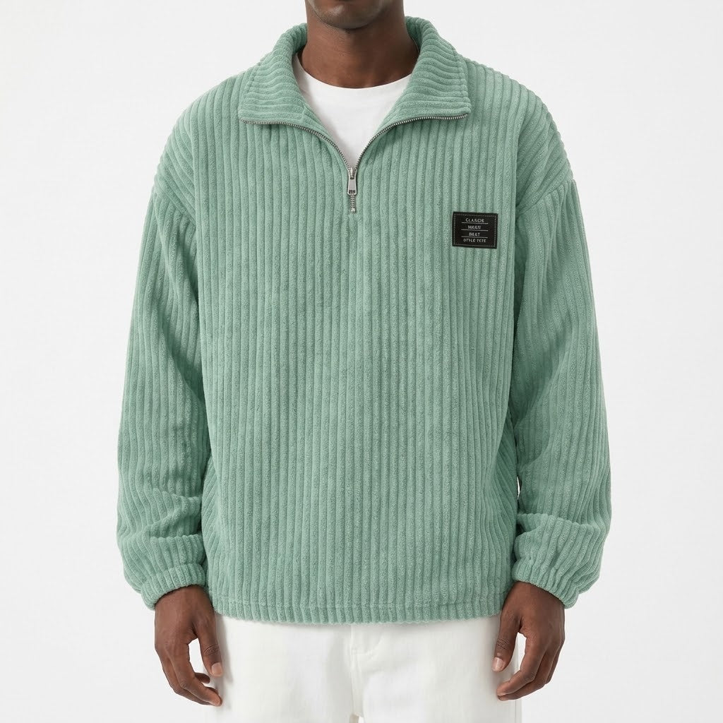 Men's Corduroy Half-Zip Pullover Sweatshirt