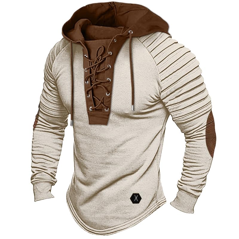Herren -taktische lässige Henley -Hemd -Hemd mit Kapuze