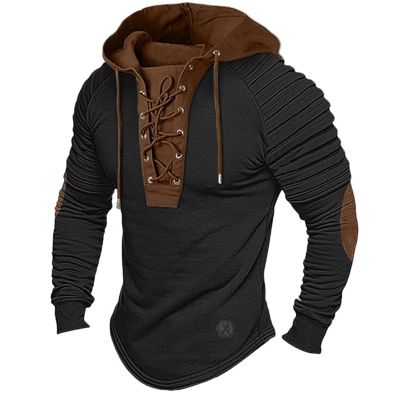 Herren -taktische lässige Henley -Hemd -Hemd mit Kapuze