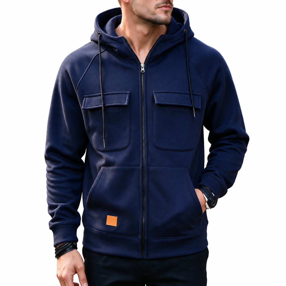 Men’s Utility Full-Zip Hoodie with Flap Chest Pockets