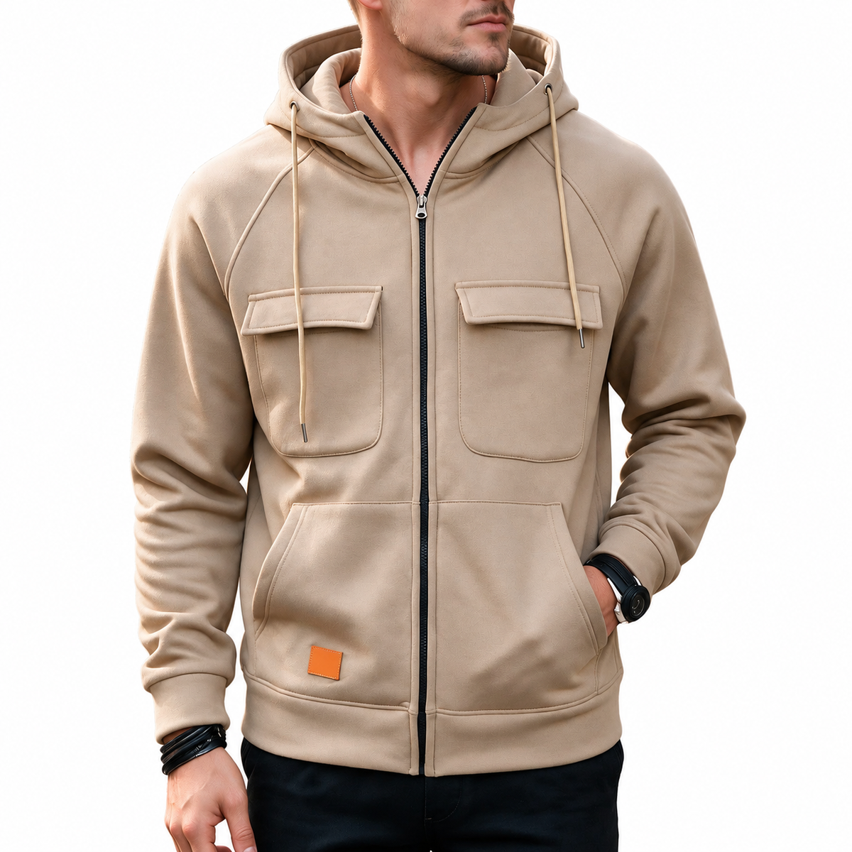 Men’s Utility Full-Zip Hoodie with Flap Chest Pockets