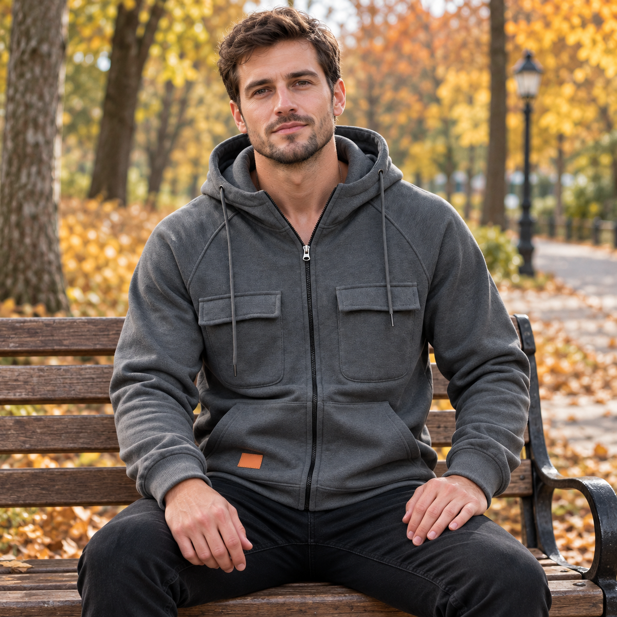 Men’s Utility Full-Zip Hoodie with Flap Chest Pockets