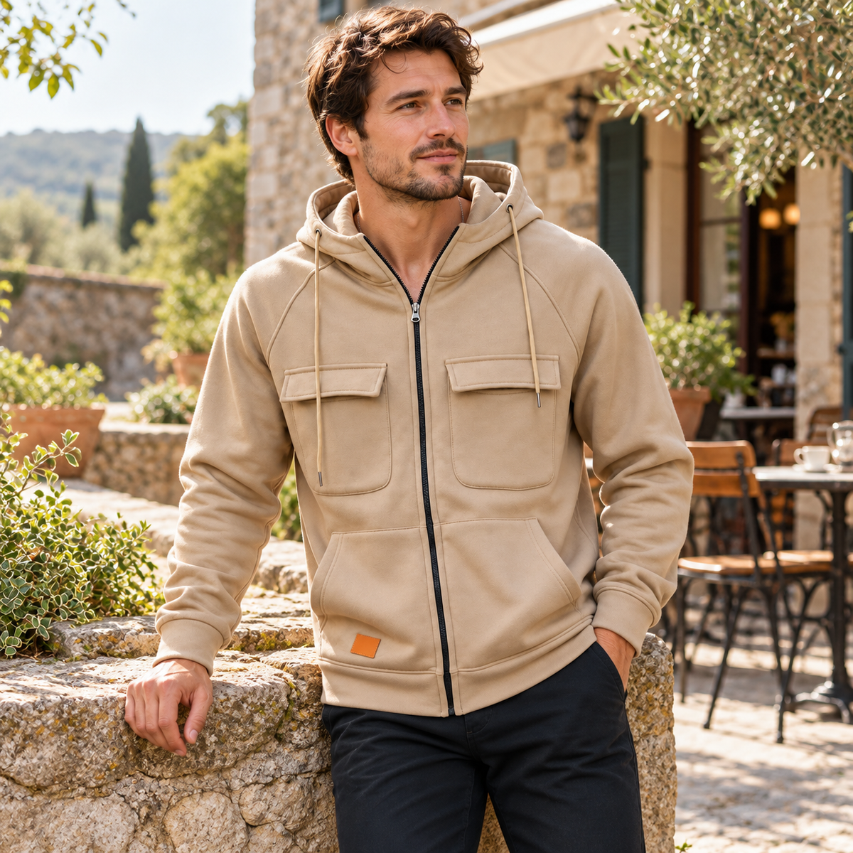 Men’s Utility Full-Zip Hoodie with Flap Chest Pockets