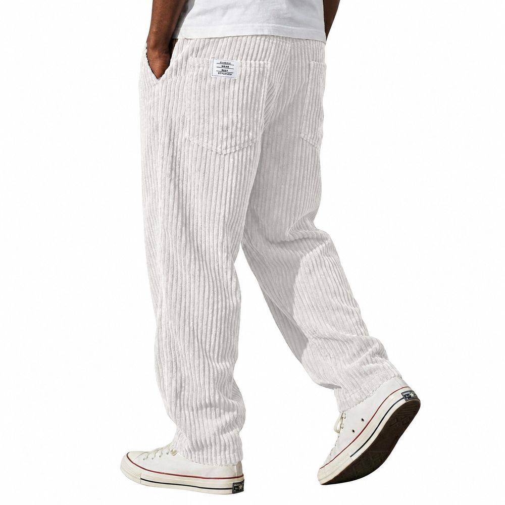Men's Ribbed Corduroy Pants with Elastic Waistband