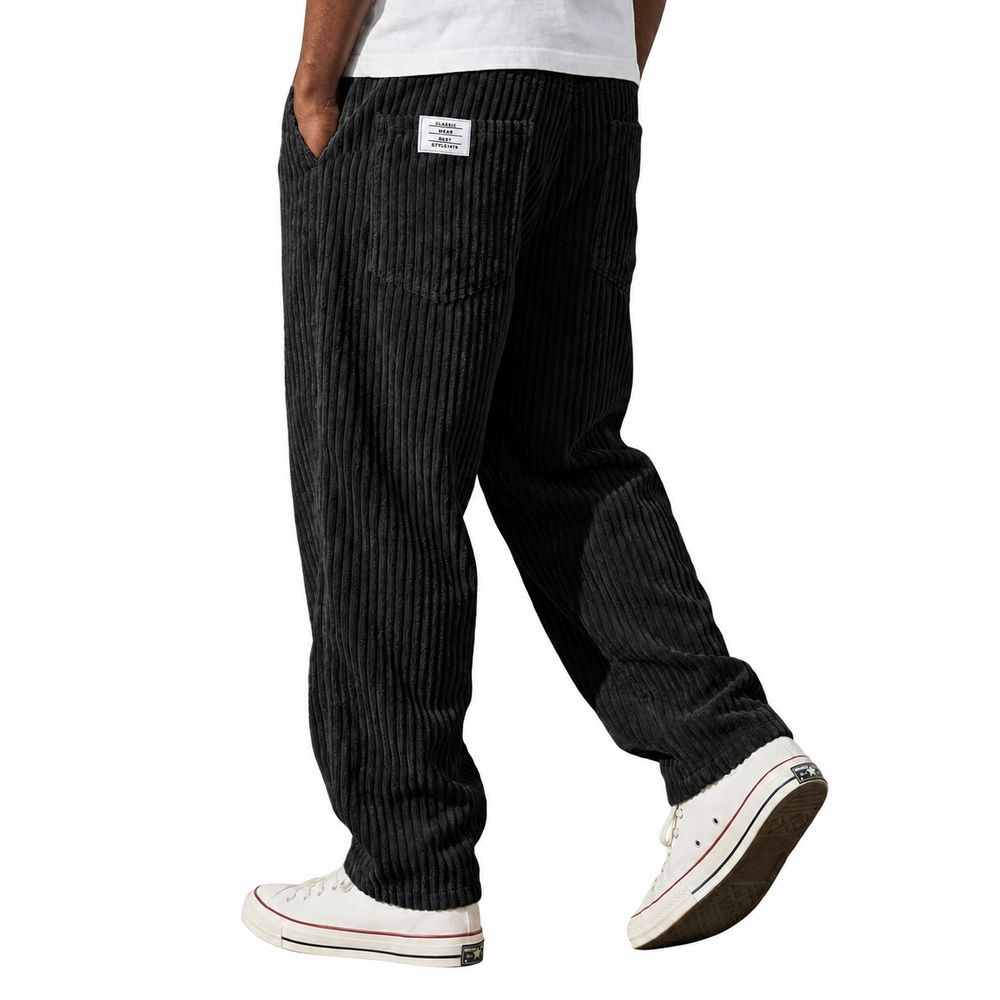 Men's Ribbed Corduroy Pants with Elastic Waistband