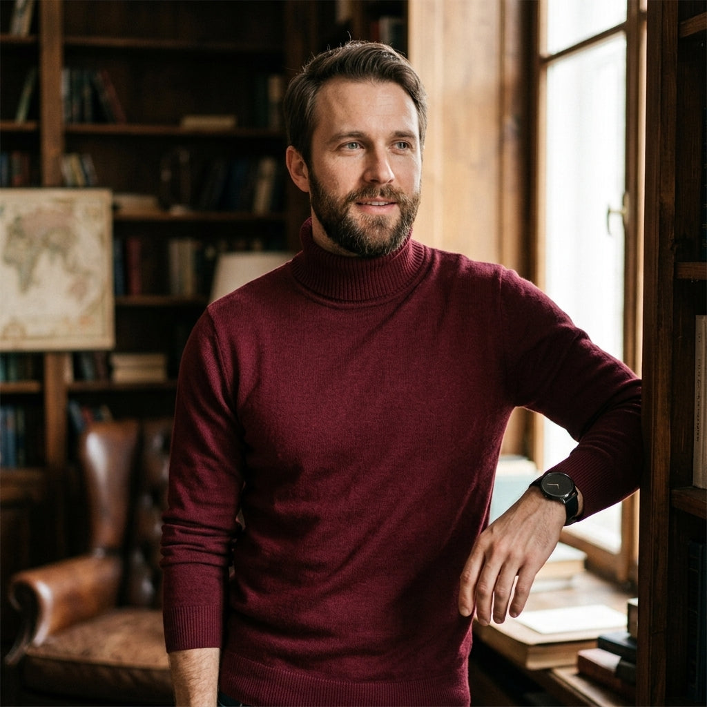 Men's Ribbed Turtleneck Sweater