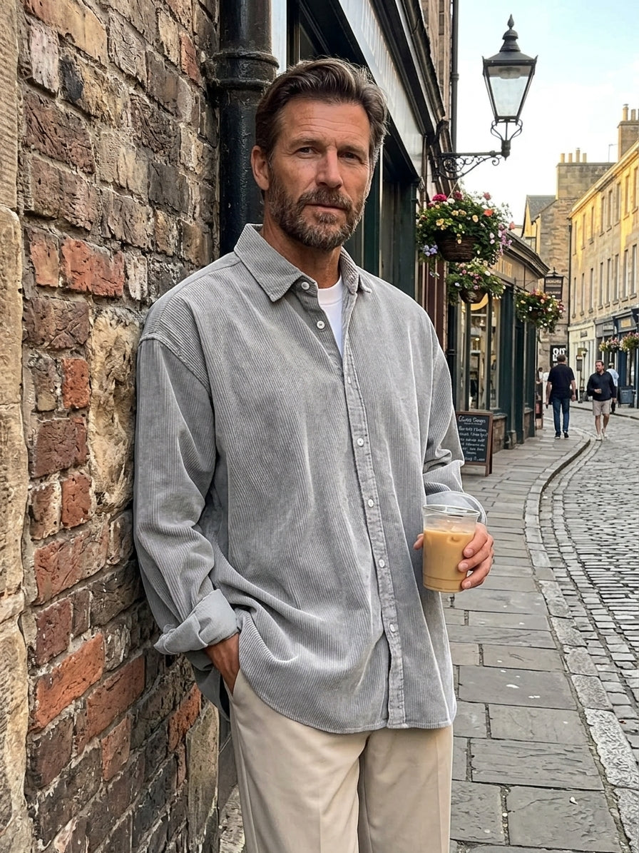 Men's Stylish Corduroy Urban Casual Daily Long-Sleeved Shirt