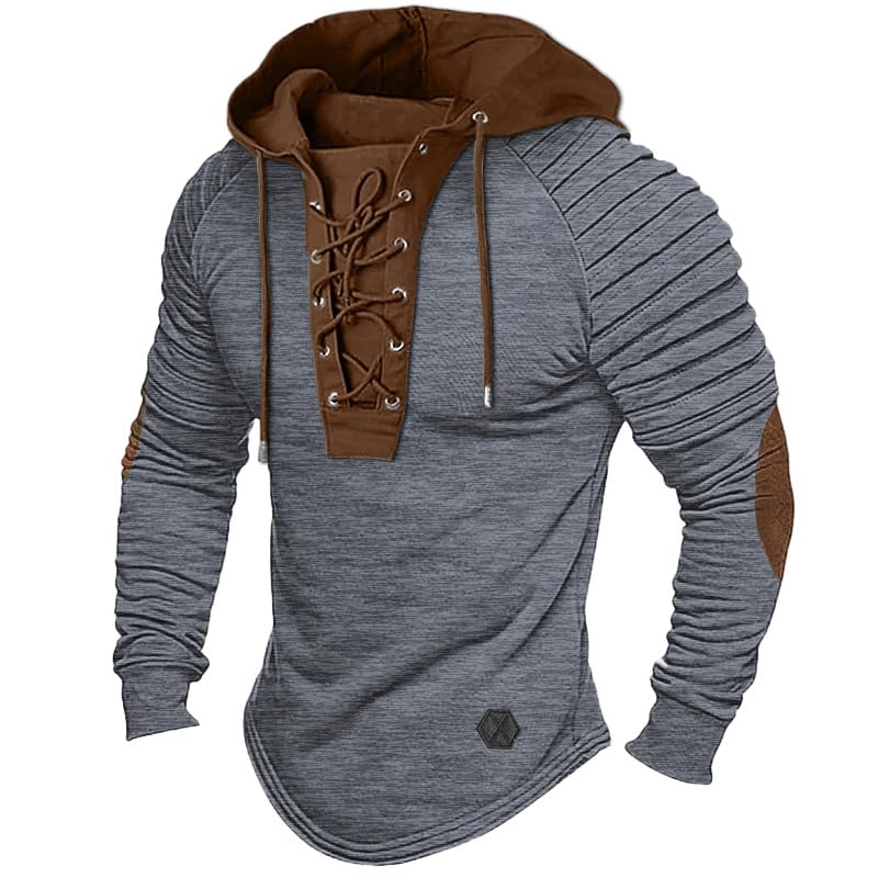 Herren -taktische lässige Henley -Hemd -Hemd mit Kapuze