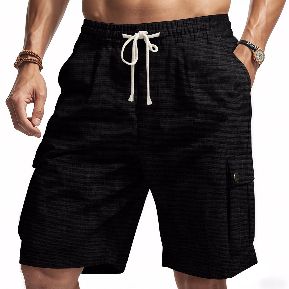 Men's Casual Breathable Linen-Blend Cargo Shorts