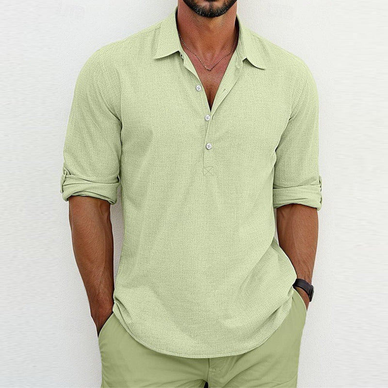 Men's Casual Breathable Linen Blend Button-Up Shirt