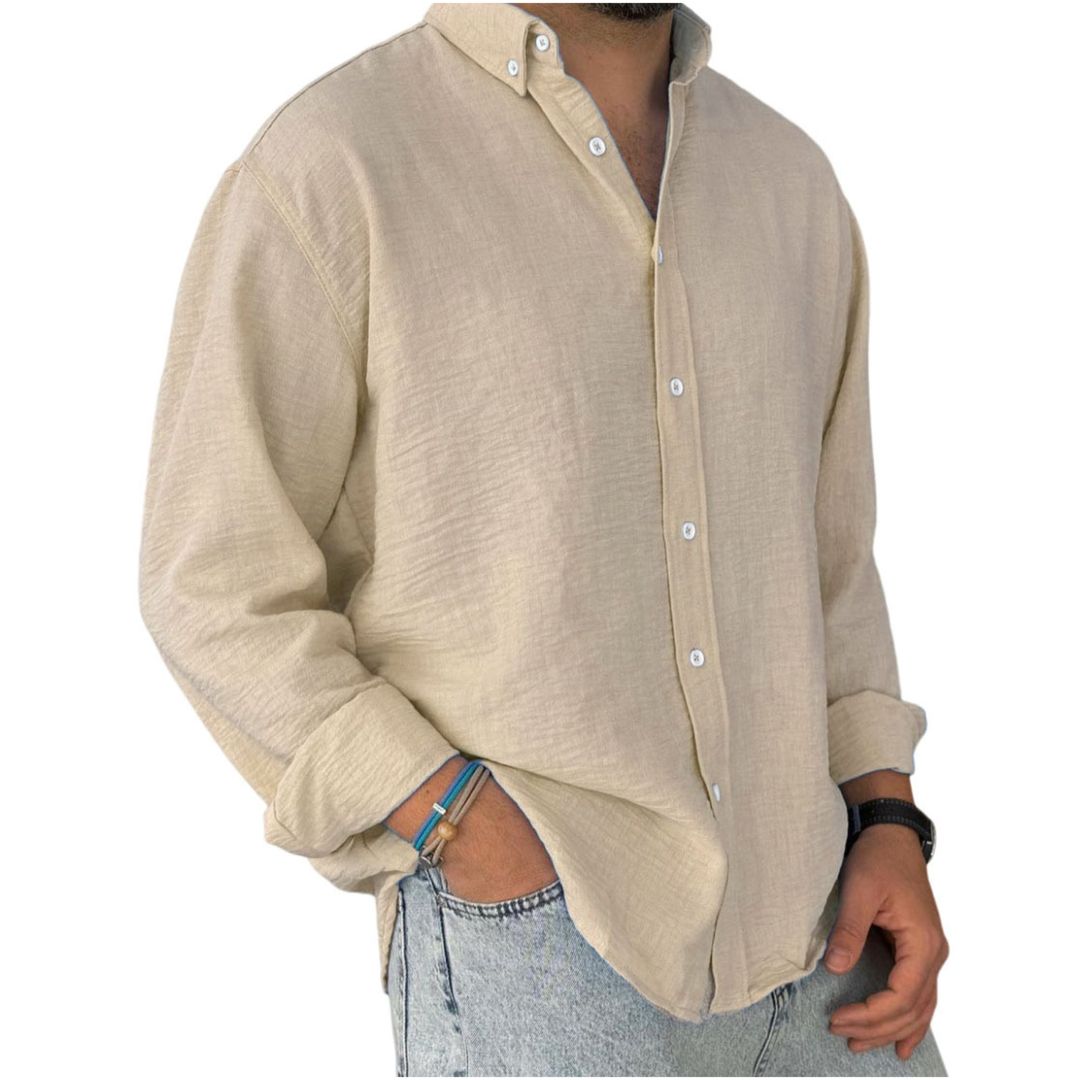 Men’s Casual Long Sleeve Button-Down Cotton Shirt