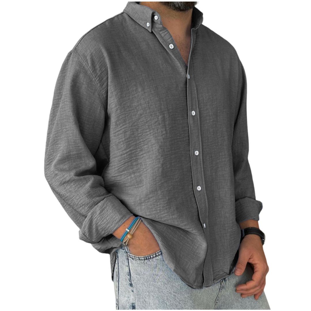 Men’s Casual Long Sleeve Button-Down Cotton Shirt