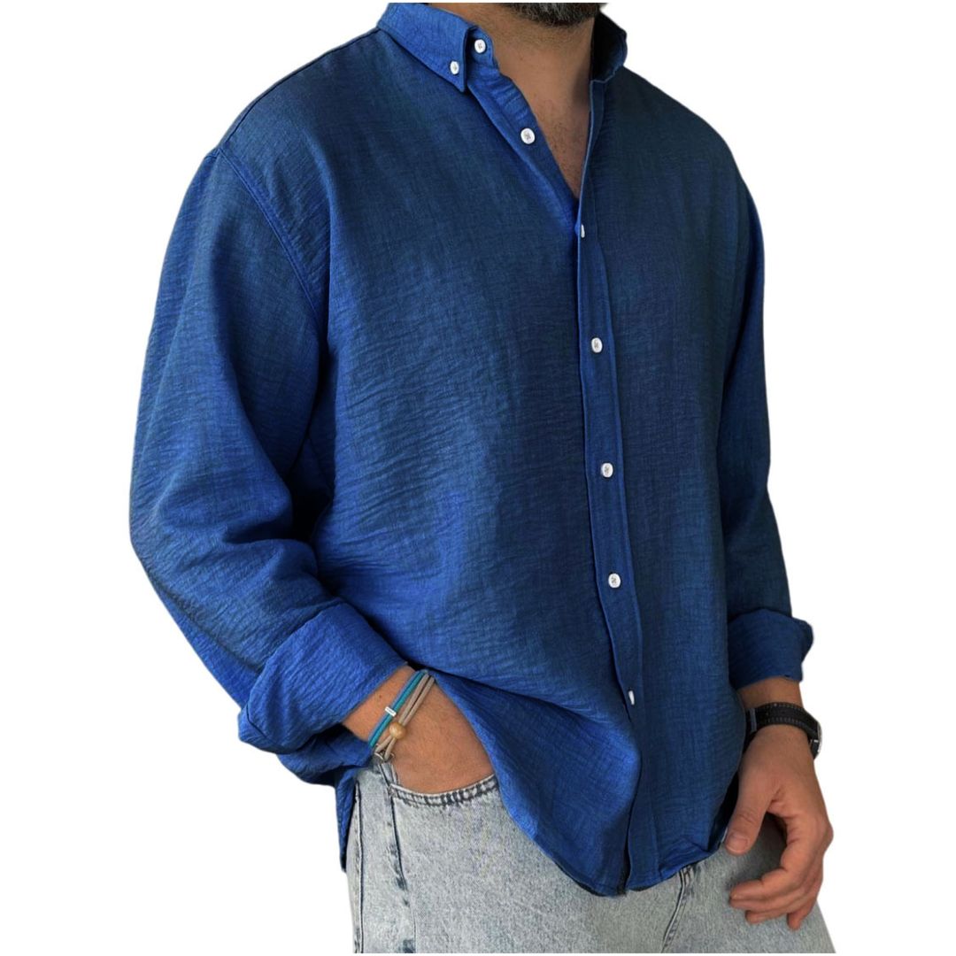 Men’s Casual Long Sleeve Button-Down Cotton Shirt