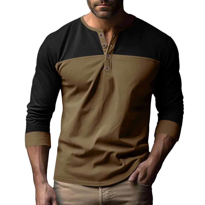 Men's Casual Multi-Color Button Placket Pullover
