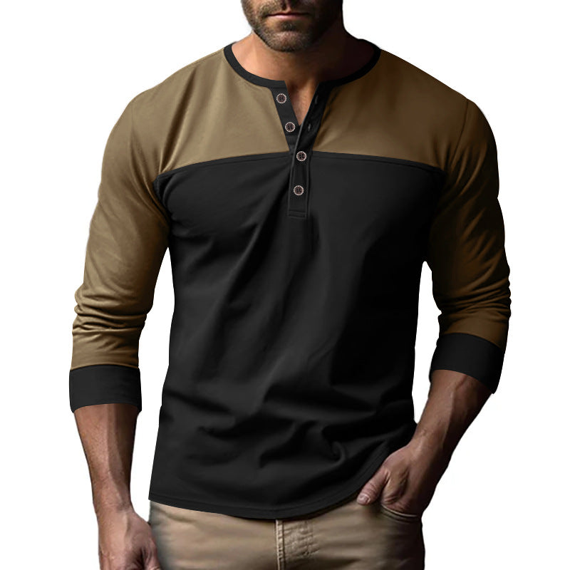 Men's Casual Multi-Color Button Placket Pullover