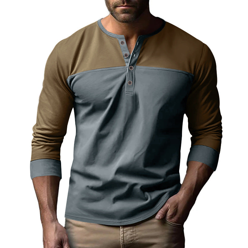 Men's Casual Multi-Color Button Placket Pullover