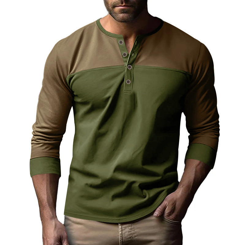 Men's Casual Multi-Color Button Placket Pullover