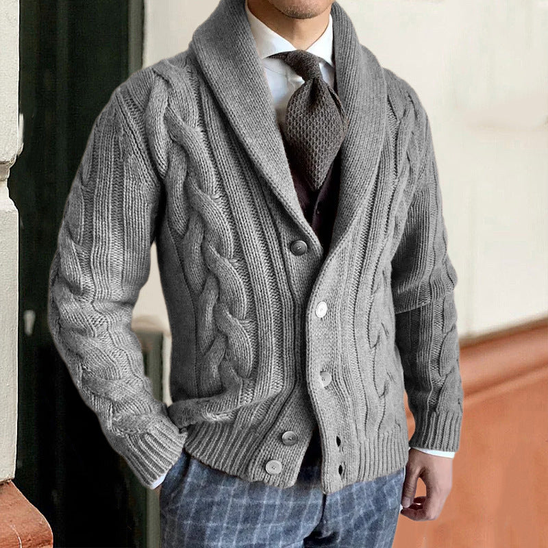 Men's Classic Cable Knit Button Cardigan