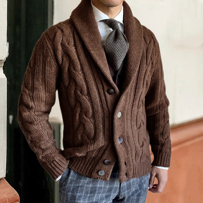Men's Classic Cable Knit Button Cardigan