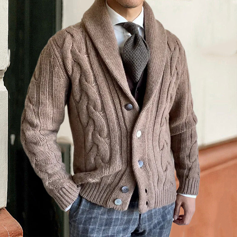 Men's Classic Cable Knit Button Cardigan