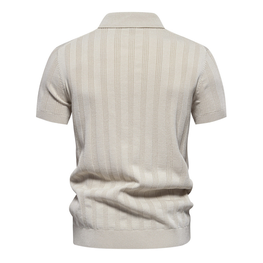 Men’s Classic Ribbed Knit Polo Shirt