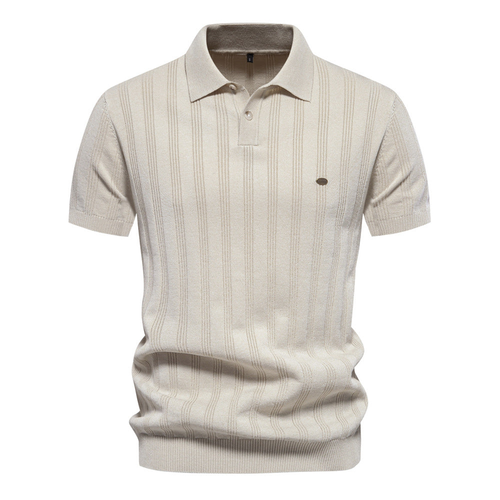 Men’s Classic Ribbed Knit Polo Shirt