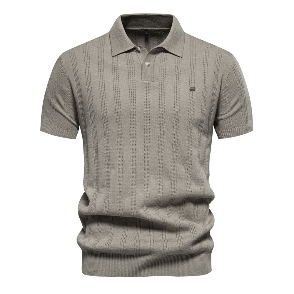 Men’s Classic Ribbed Knit Polo Shirt