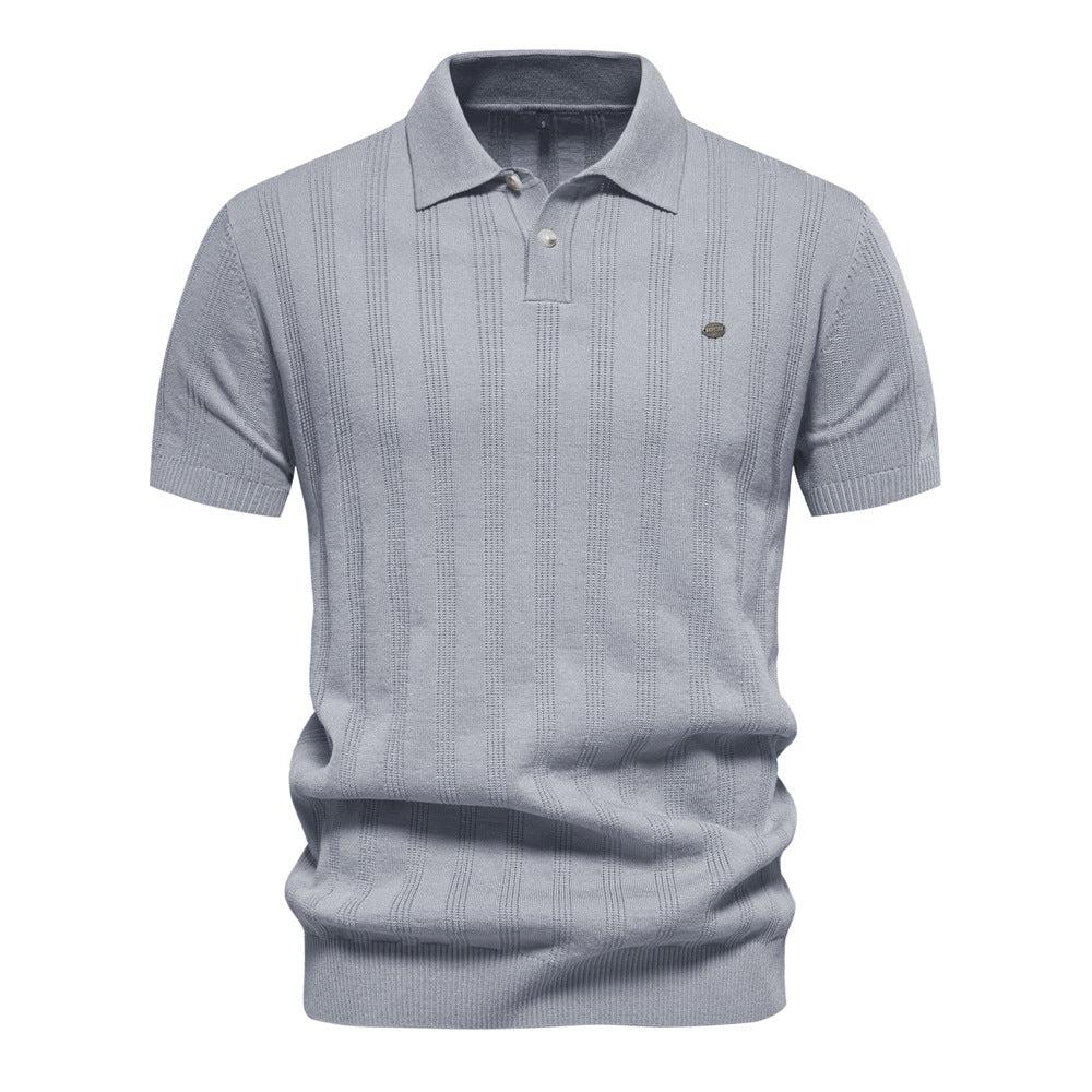 Men’s Classic Ribbed Knit Polo Shirt