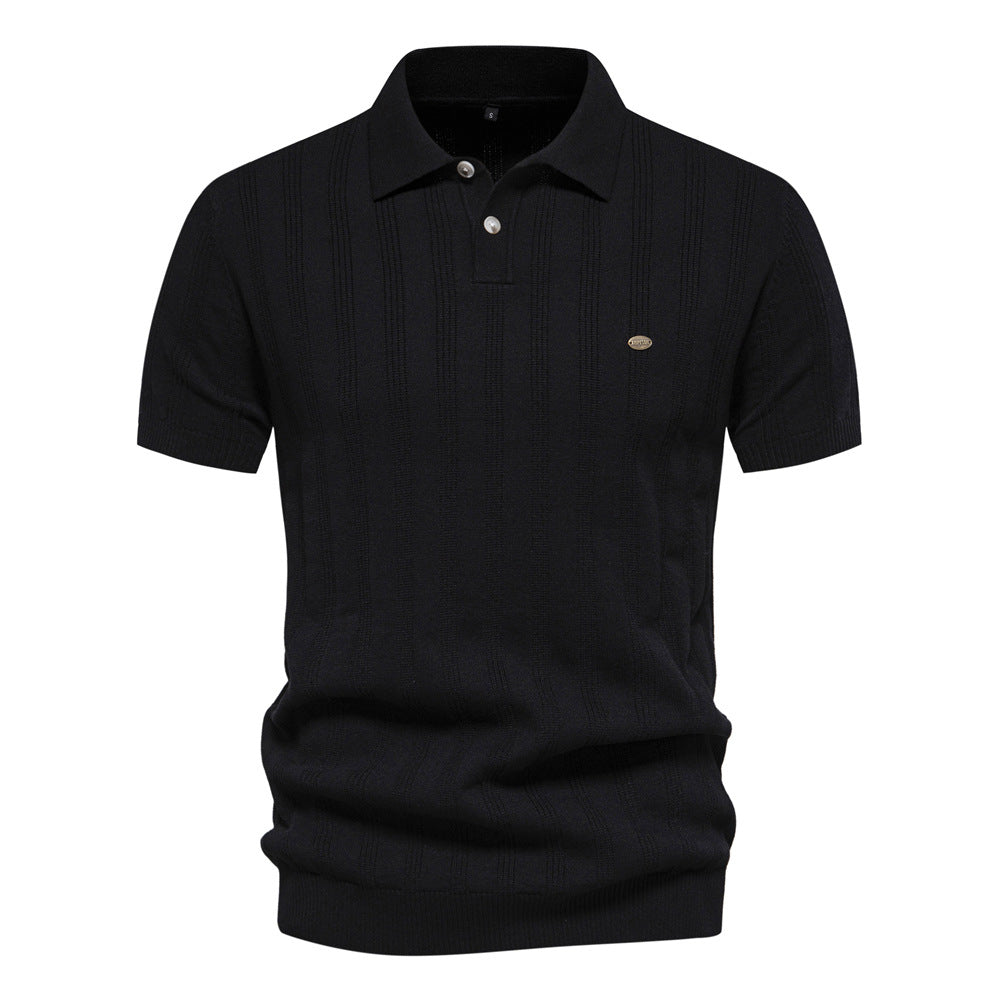 Men’s Classic Ribbed Knit Polo Shirt