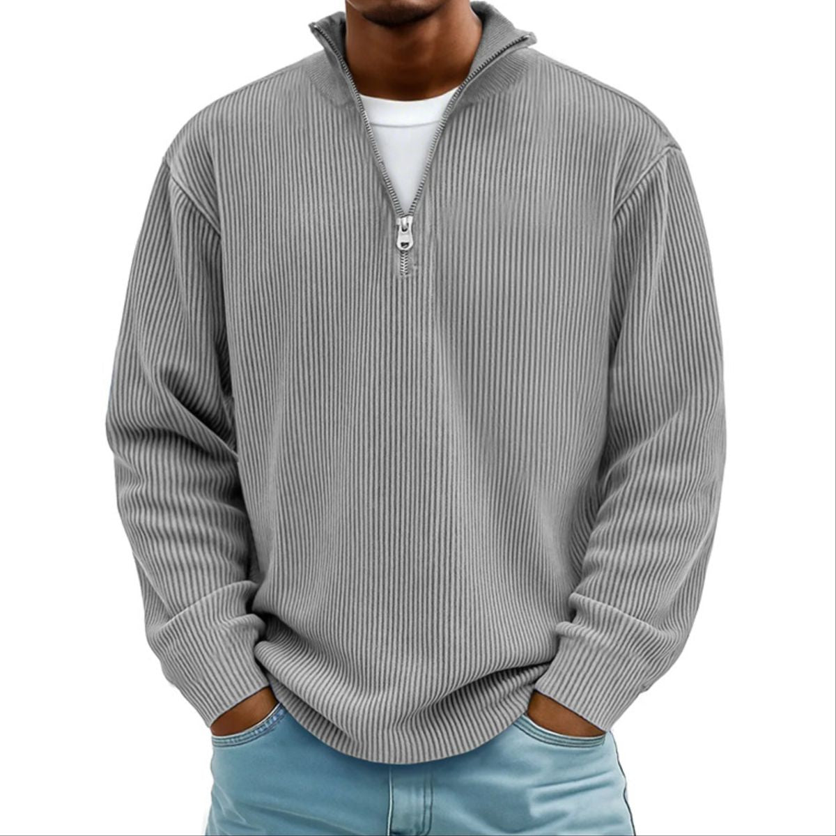Men’s Corduroy Minimal Classic Quarter-Zip Pullover