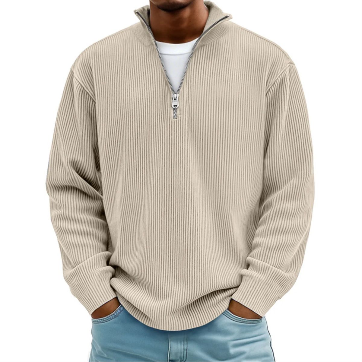 Men’s Corduroy Minimal Classic Quarter-Zip Pullover