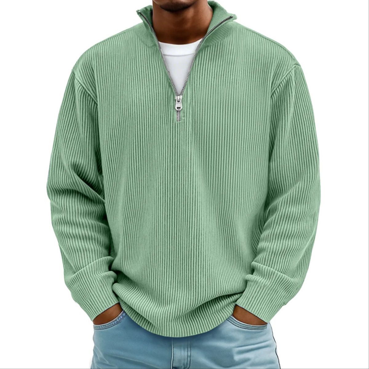 Men’s Corduroy Minimal Classic Quarter-Zip Pullover