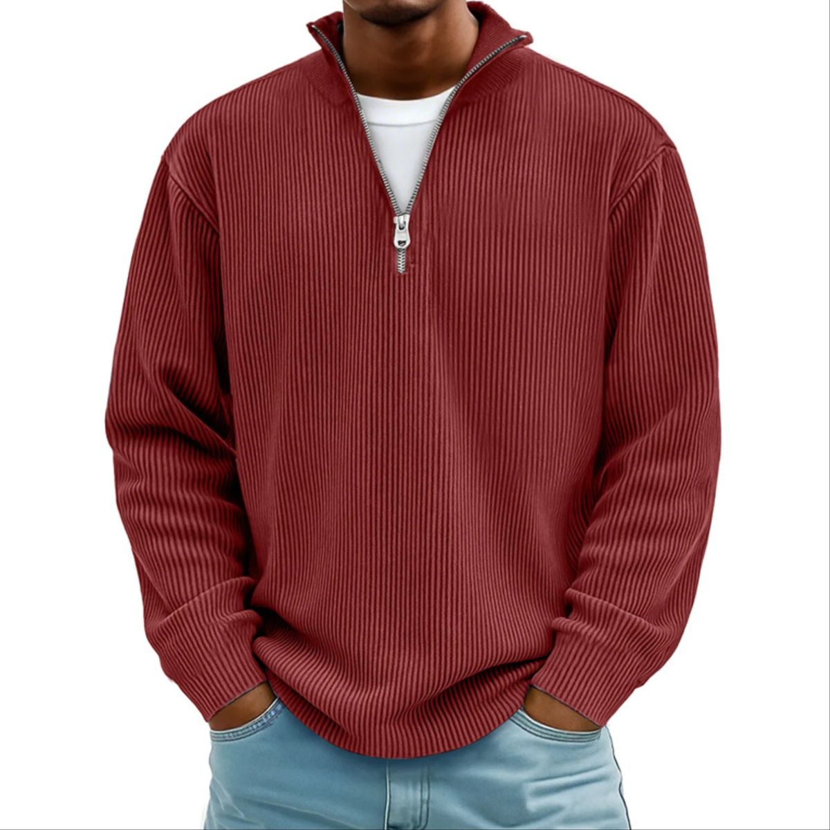 Men’s Corduroy Minimal Classic Quarter-Zip Pullover
